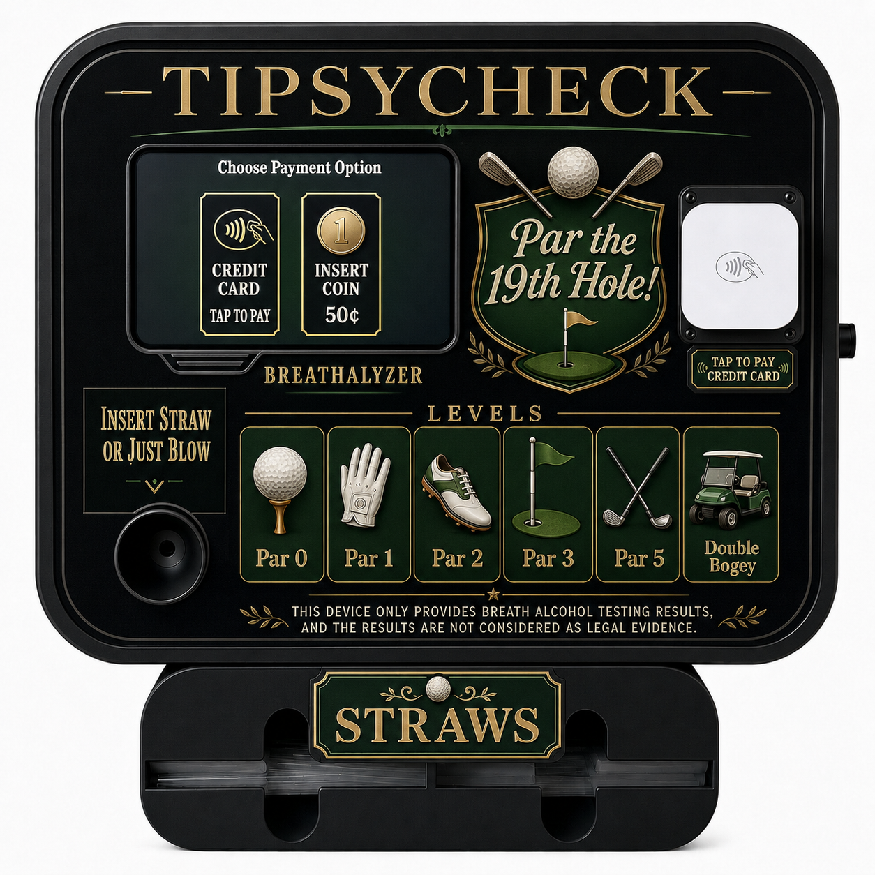 Golf themed TipsyCheck device close-up